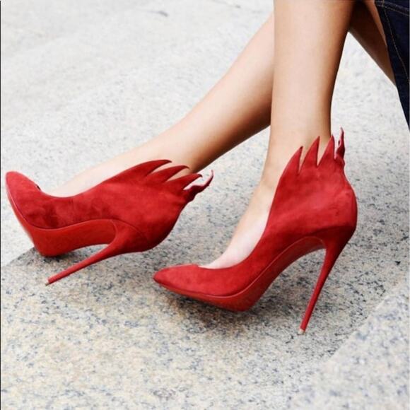 Christian Louboutin‎ Victorina Flame 100mm Red Sole Pump, Carmin Red Size 36.5 - Picture 1 of 7